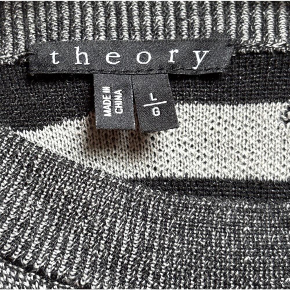 Theory Wool Crewneck Sweater Men's Large Gray Camo Pullover Stretch Modern - Picture 6 of 8